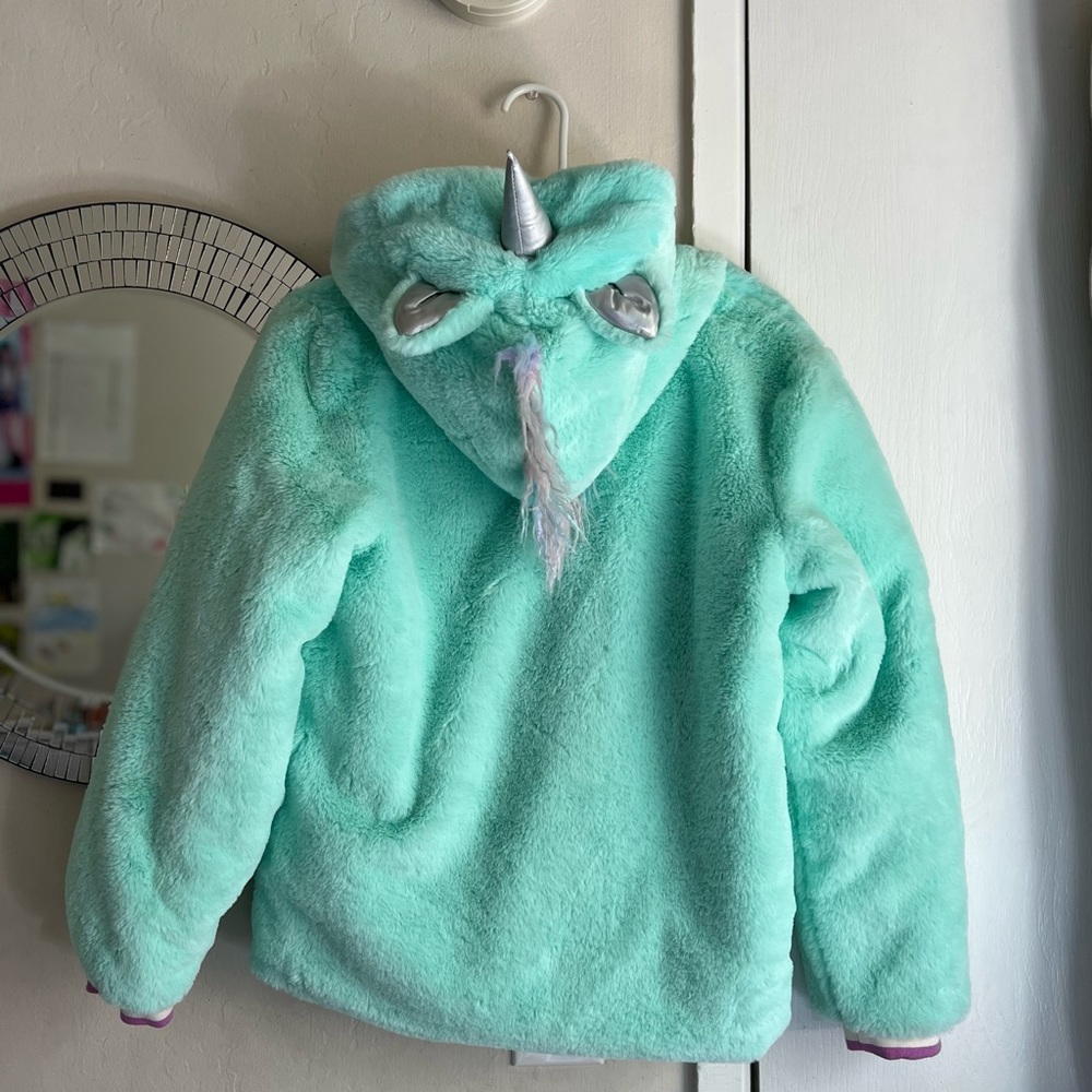 Kids unicorn fluffy zip up jacket